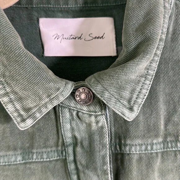 Green Denim Long Sleeved Shirt - Picture 2 of 5